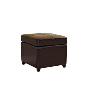 Baxton Studio Full Leather Ottoman Dark Brown 0380-001-dark brown