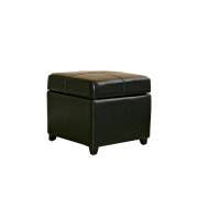 Baxton Studio Full Leather Ottoman Black 0380-023-black