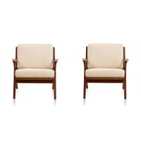 Manhattan Comfort AC002-CR Martelle Cream and Amber Twill Weave Accent Chair