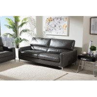 Baxton Studio 1281-DU8145-SF Vogue Pewter Upholstered Living Room 3-Seater Sofa
