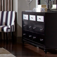 Coaster 200893 Barzini 7 Drawer Dresser with Metallic Acrylic Drawer Fronts in Black