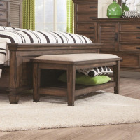 Coaster 200977 Franco Upholstered Bench Burnished Oak Finish