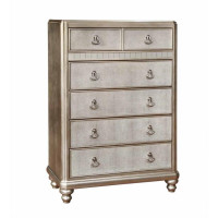 Coaster 204185 Bling Game Chest with 6 Drawers and Stacked Bun Feet in Metallic