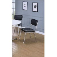 Coaster Furniture 2066 Retro Open Back Side Chairs Black and Chrome (Set of 2)