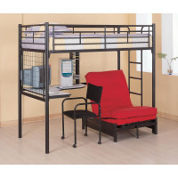 Coaster Furniture 2209 Jenner Twin Futon Workstation Loft Bed Black