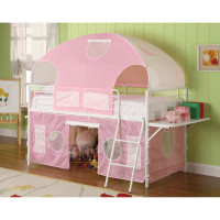 Coaster Furniture 460202 Sweetheart Tent Loft Bed Pink and White