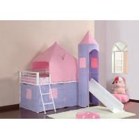 Coaster Furniture 460279 Princess Castle Twin Tent Loft Bed Pink and Perwinkle