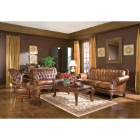 Coaster Furniture 500681 Victoria Rolled Arm Sofa Tri-tone and Warm Brown
