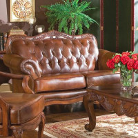 Coaster Furniture 500682 Victoria Tufted Back Loveseat Tri-tone and Warm Brown