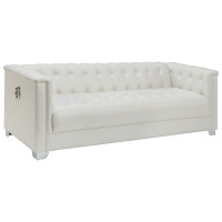 Coaster Furniture 505391 Chaviano Tufted Upholstered Sofa Pearl White