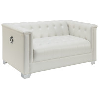 Coaster Furniture 505392 Chaviano Tufted Upholstered Loveseat Pearl White