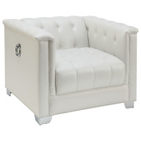 Coaster Furniture 505393 Chaviano Tufted Upholstered Chair Pearl White
