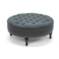 Baxton Studio 531-Gray-Otto Palfrey Gray Linen Modern Tufted Ottoman