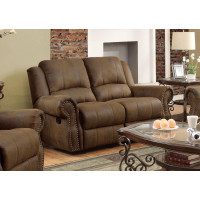 Coaster Furniture 650152 Sir Rawlinson Rolled Arm Glider Loveseat with Nailhead Trim Buckskin Brown