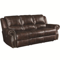 Coaster Furniture 650161 Sir Rawlinson Nailhead Trim Motion Sofa Dark Brown