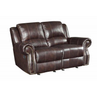 Coaster Furniture 650162 Sir Rawlinson Nailhead Trim Glider Loveseat Dark Brown