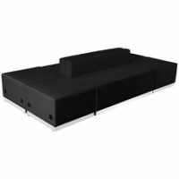 Flash Furniture ZB-803-690-SET-BK-GG HERCULES Alon Series Black Leather 6 Pieces Reception Configuration