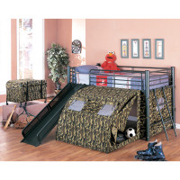 Coaster Furniture 7470 Camouflage Tent Lofted Bed with Lower Playspace Army Green