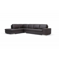 Baxton Studio 766-Sofa/Lying-M9805-Reverse Callidora Dark Brown Leather-Leather Match Sofa Sectional Reverse