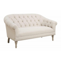 Coaster Furniture 902498 Tufted Back Settee with Roll Arm Natural