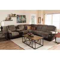 Baxton Studio 9393F-D110-Brown-SF Robinson Modern and Contemporary Taupe Two-Tone Sectional Sofa