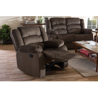 Baxton Studio 98240-Brown Hollace and Contemporary Taupe Microsuede 1-Seater Recliner