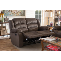 Baxton Studio 98240-Brown-LS Hollace and Contemporary Taupe Microsuede 2-Seater Recliner