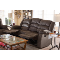 Baxton Studio 98240-Brown-SF Hollace and Contemporary Taupe Microsuede 3-Seater Recliner