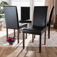 Baxton Studio Andrew Dining Chair Andrew Modern Dining Chair Dark Brown Faux Leather Set of 4 