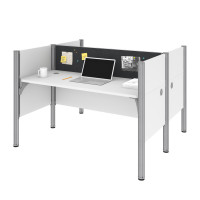 Bestar 100870CG-17 Pro-Biz Double Face to Face Workstation in White with Gray Tack Boards