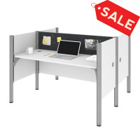 Bestar 100870CG-17 Pro-Biz Double Face to Face Workstation in White with Gray Tack Boards