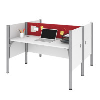 Bestar 100870CR-17 Pro-Biz Double Face to Face Workstation in White with Red Tack Boards