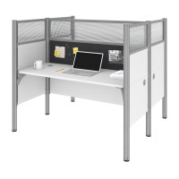 Bestar 100870DG-17 Pro-Biz Double Face to Face Workstation in White with Gray Tack Boards