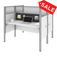 Bestar 100870DG-17 Pro-Biz Double Face to Face Workstation in White with Gray Tack Boards