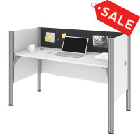 Bestar 100871CG-17 Pro-Biz Simple Workstation in White with Gray Tack Board