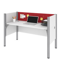 Bestar 100871CR-17 Pro-Biz Simple Workstation in White with Red Tack Board