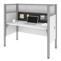 Bestar 100871DG-17 Pro-Biz Simple Workstation in White with Gray Tack Board