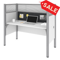 Bestar 100871DG-17 Pro-Biz Simple Workstation in White with Gray Tack Board