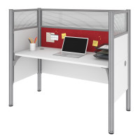 Bestar 100871DR-17 Pro-Biz Simple Workstation in White with Red Tack Board