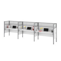 Bestar 100872D-17 Pro-Biz Triple Side by Side Workstation in White