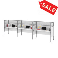 Bestar 100872D-17 Pro-Biz Triple Side by Side Workstation in White