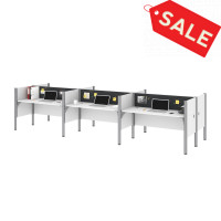 Bestar 100873CG-17 Pro-Biz Six Workstation in White with Gray Tack Boards
