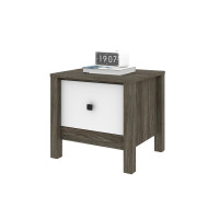 Bestar 106240-000035 Capella 22W Nightstand in walnut grey & white