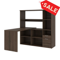 Bestar 107420-000052 Gemma 60W L-Shaped Desk with Credenza and Hutch in antigua