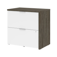 Bestar 107630-000035 Gemma 31W Lateral File Cabinet in walnut grey & white