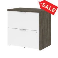 Bestar 107630-000035 Gemma 31W Lateral File Cabinet in walnut grey & white
