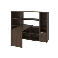 Bestar 107851-000052 Gemma 2-Piece Set Including One L-Shaped Desk with Hutch and One Bookcase in antigua