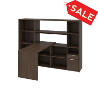 Bestar 107851-000052 Gemma 2-Piece Set Including One L-Shaped Desk with Hutch and One Bookcase in antigua