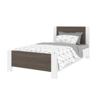 Bestar 108220-000047 Sirah 42W Twin Platform Bed in bark grey & white