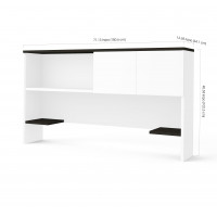 Bestar 110522-1117 Pro-Concept Plus Hutch with Sliding Door in White & Deep Grey